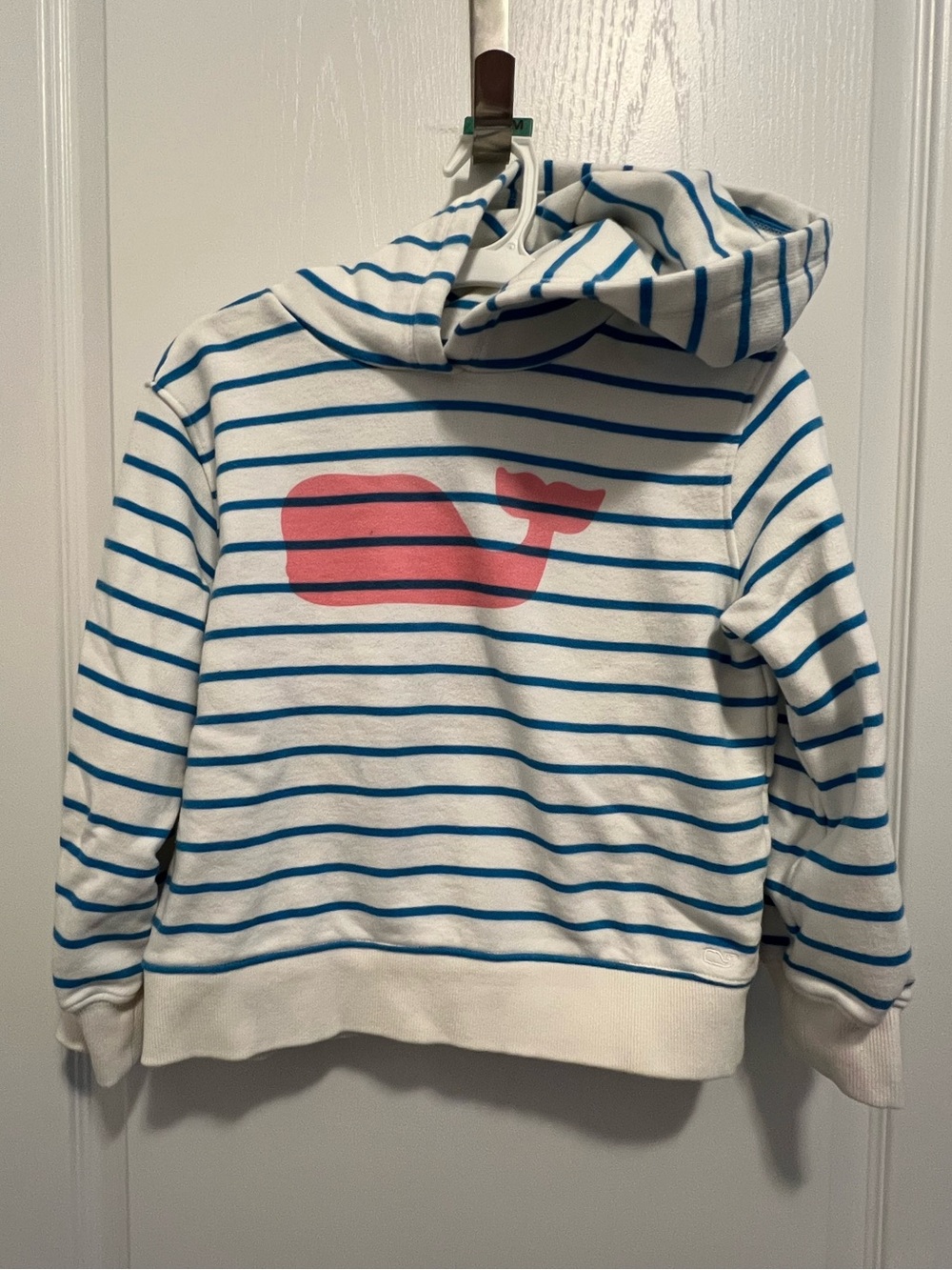 Vineyard Vines White & Blue Striped Hoodie + Shorts set with Pink Whale